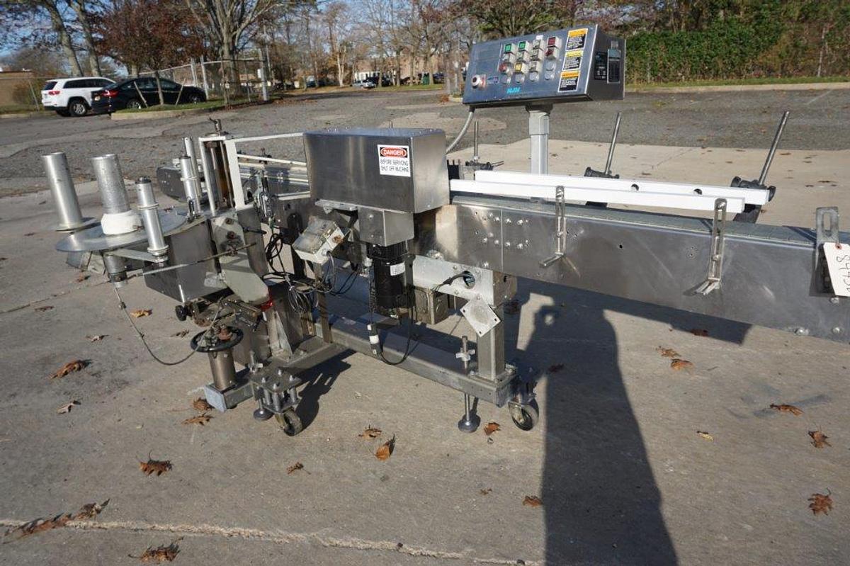 Used NJM  Auto Colt II Pressure Sensitive Spot/Wrap Around Labeling Machine