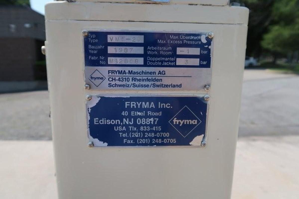 Used Fryma VME-20 SS Jacketed Homogenizing Mixer