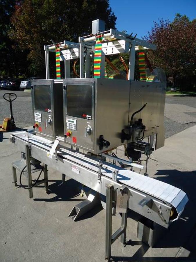Used Axon EZ-2-200 Dual Station Tamper Evident Neck Bander/Sleever