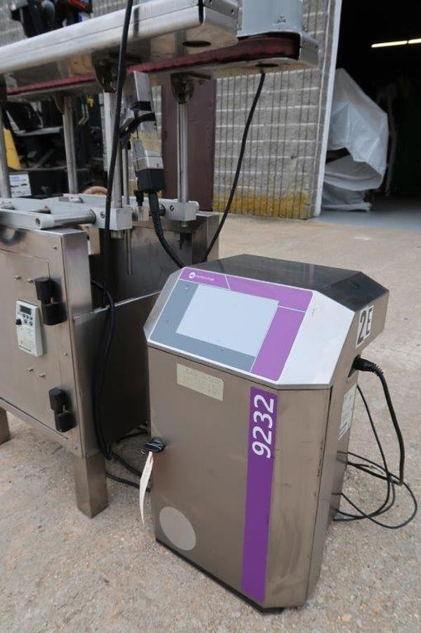 Used Bottomless Conveyor/Gap Transporter with Markem Imaje Coder, Stainless Steel