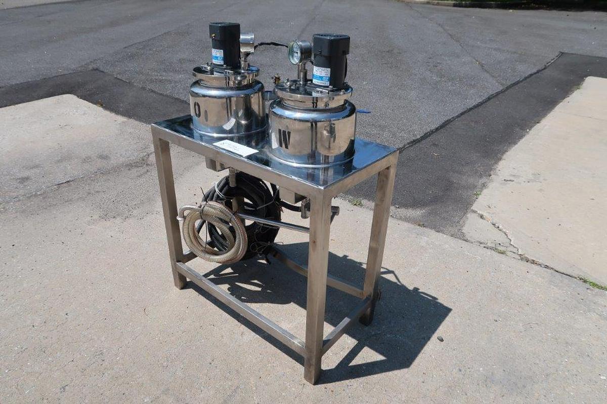 Used Battery of Two 1 Gallon SS Jacketed Mix Tanks/Kettles