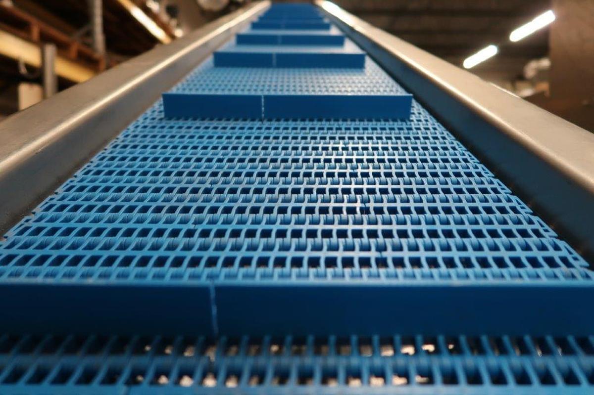 Used 12 In. Wide Stainless Inclined Cleated Belt Conveyor, Portable