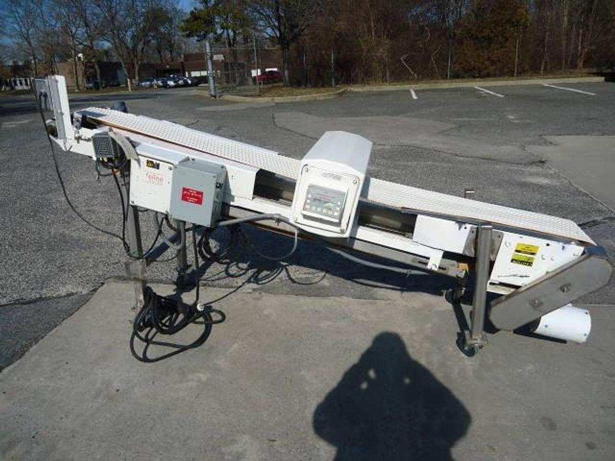 Used Safeline 14 In. Wide X 3-1/2 In. High Inclined Metal Detector, Conveyorized