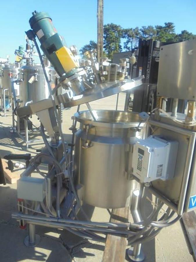 Used 50 Gallon Cherry Burrell 316SS Mix Kettle/Reactor, Tilt Out Agitation