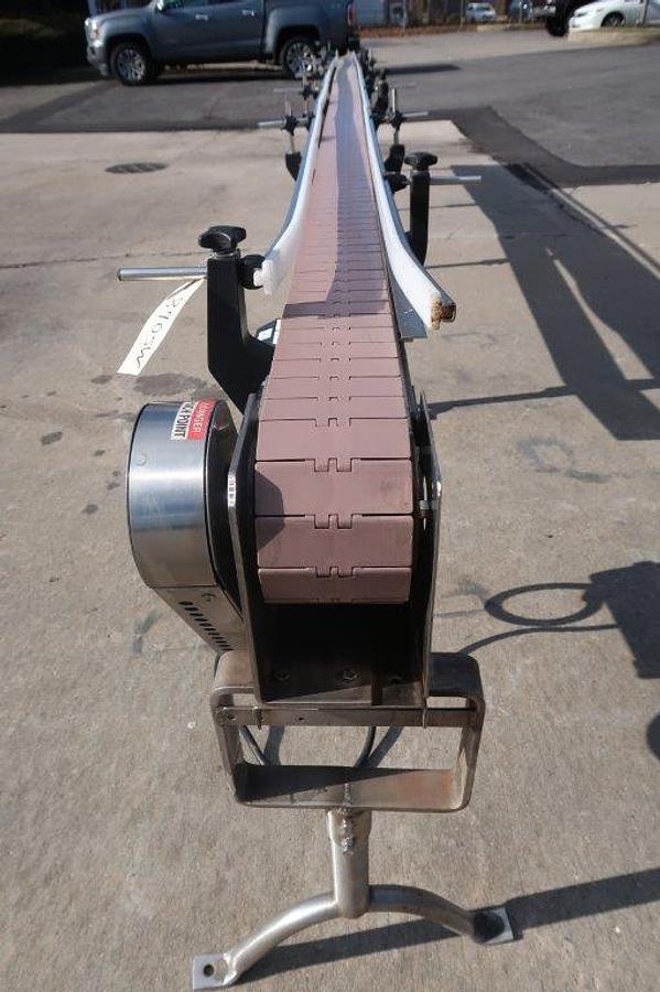 Used Garvey 21 Ft Long Stainless Steel Motorized Bottle Conveyor, Variable Speed