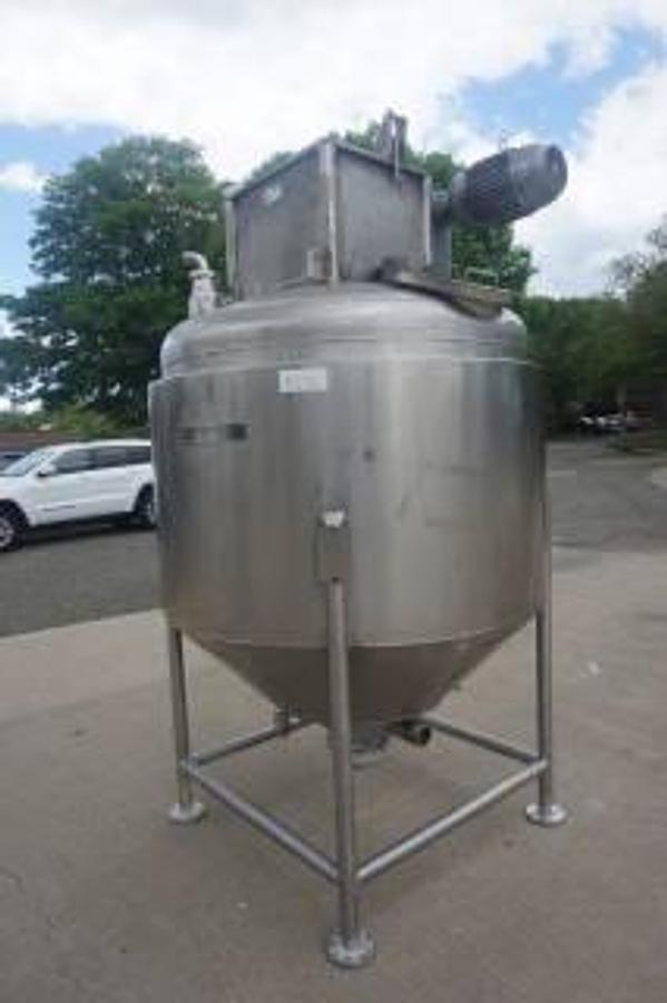 Used 500 Gallon Casale Stainless Jacketed Scraper Agitated Kettle, Cone Bottom