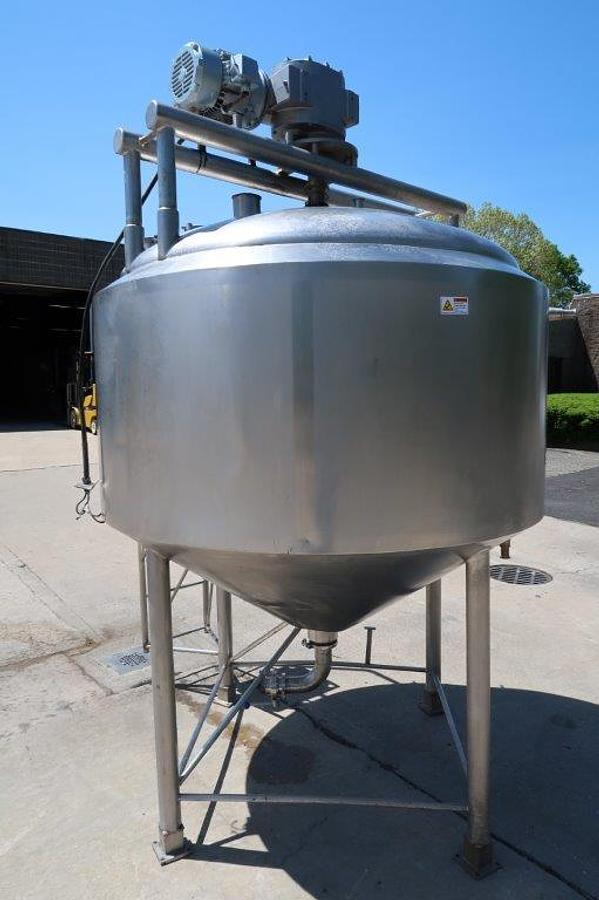 Used APV/Crepaco 600 Gallon 316 Stainless Jacketed Closed Mixing Kettle/Tank,  100 PSI Jacket