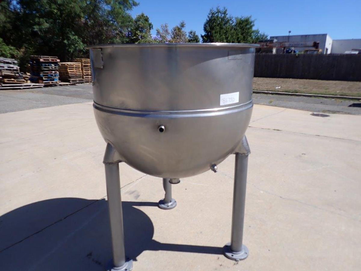 Used 150 Gallon Groen Stainless Steel Hemispherical Kettle, 45 PSI Jacket
