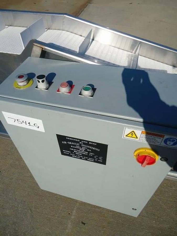 Used Air-Draulic Inclined Cleated Belt Conveyor With Automatic Dump, Stainless Steel
