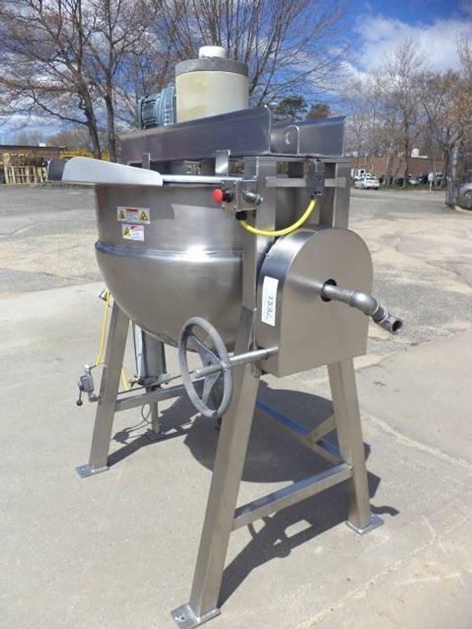 Used 100 Gallon Hamilton/Trinity Industries Stainless Steel Jacketed Double Motion Kettle, Tilt Discharge