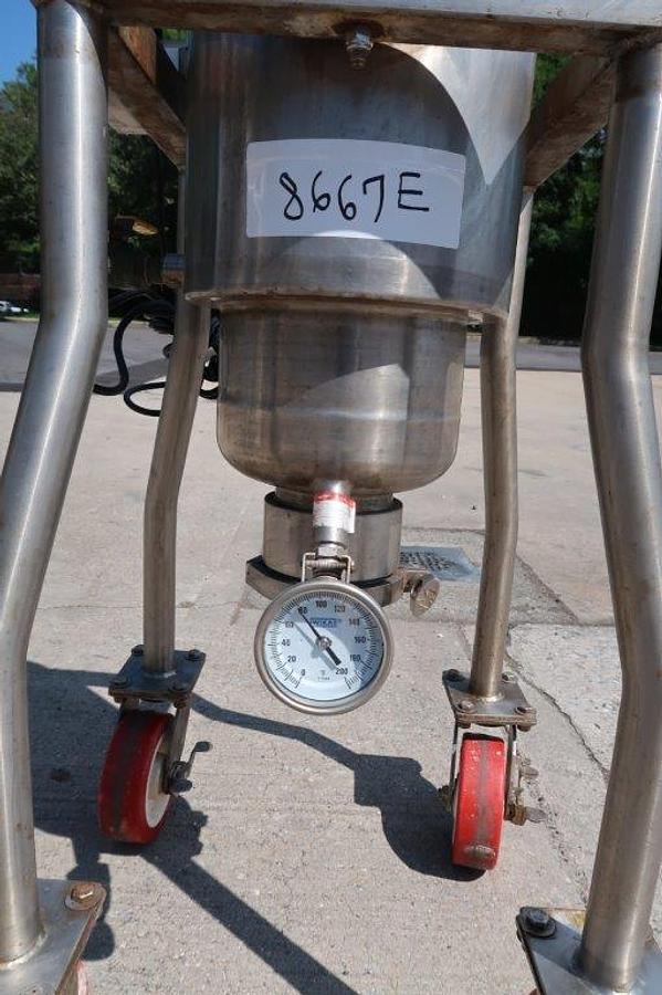 Used 5 Gallon Stainless Jacketed Mix Tank, Variable Speed