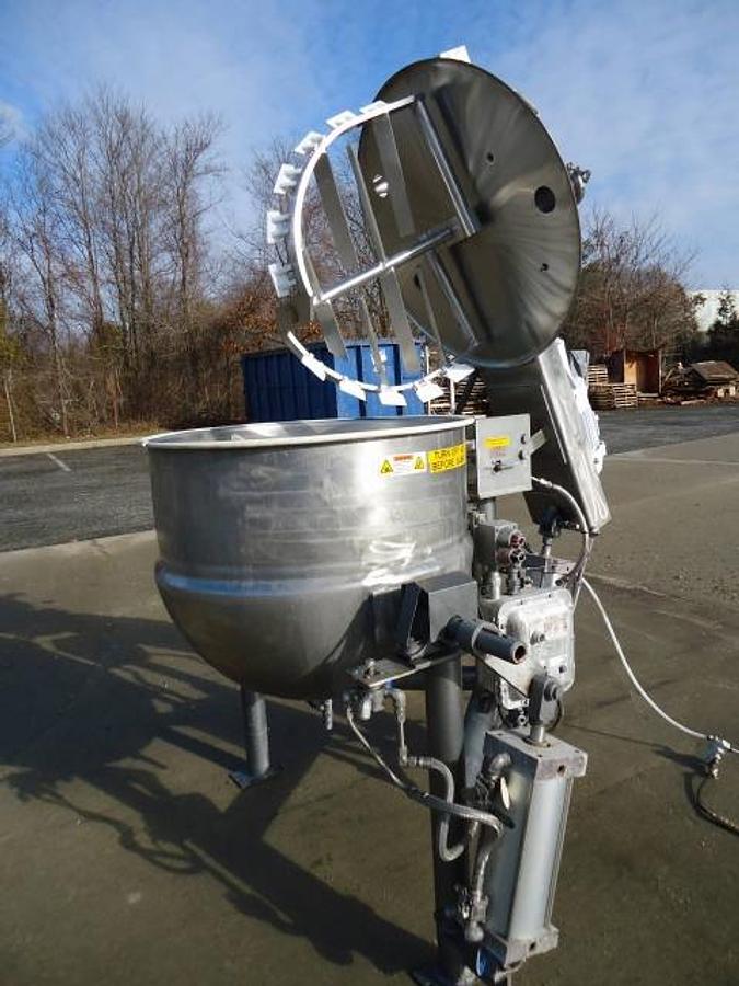 Used 100 Gallon Lee Type 316 Stainless Steel Jacketed Double Motion Tilt Kettle, Explosion Proof –