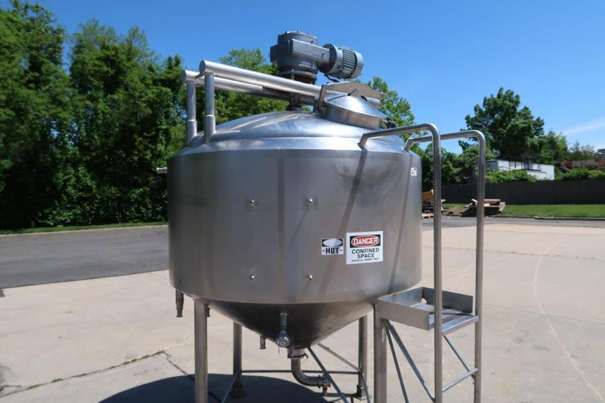 Used APV/Crepaco 600 Gallon 316 Stainless Jacketed Closed Mixing Kettle/Tank,  100 PSI Jacket