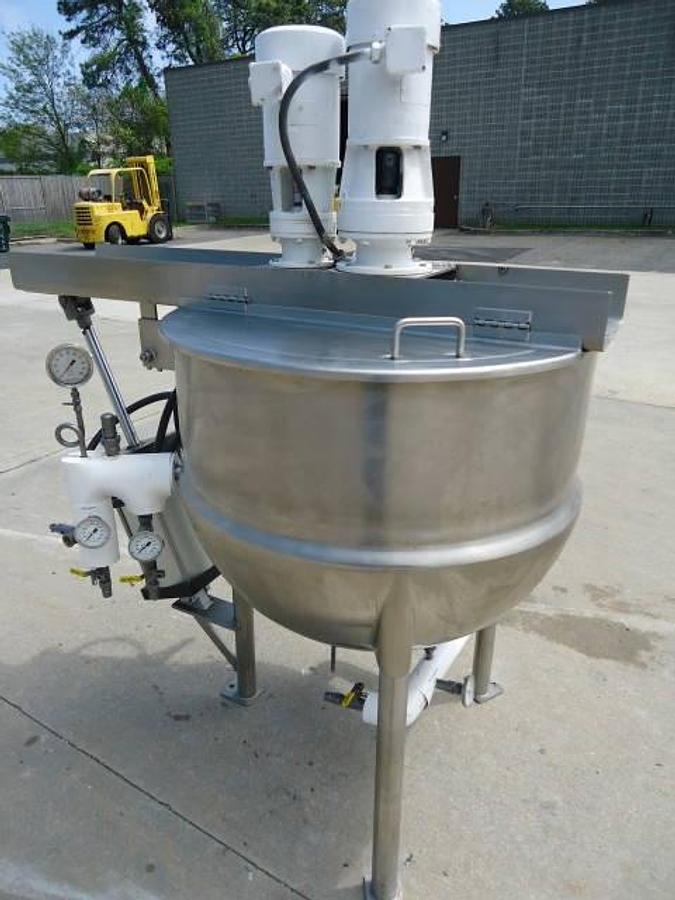 Used 100 Gallon Lee Stainless Steel Twin Action Kettle, 90 Psi Jacket