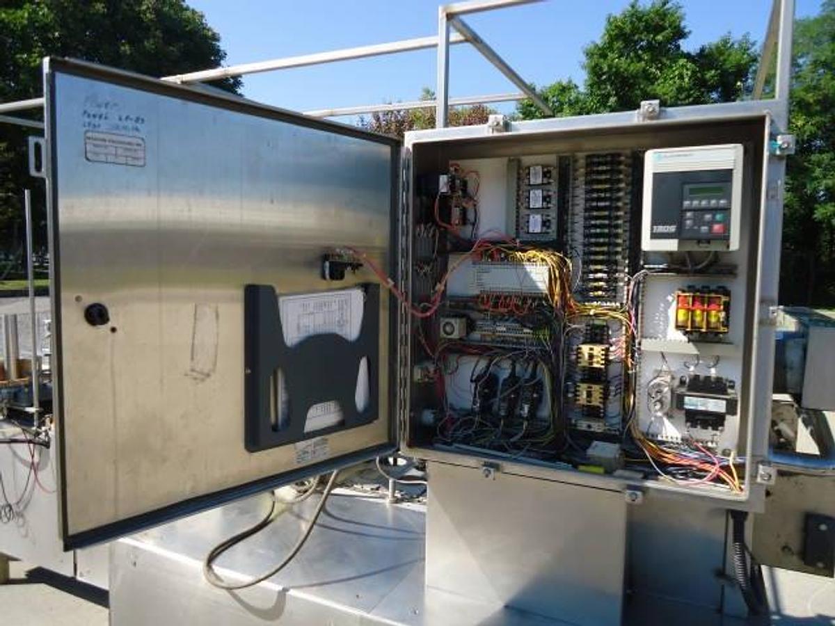 Used Modern Packaging Three Lane Cup Filler/Sealer/Lidder , Stainless Steel