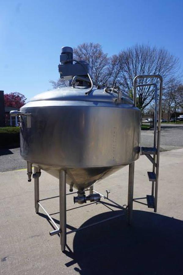 Used 500 Gallon St. Regis/CP Stainless Jacketed Scraped Surface Kettle, Cone Bottom