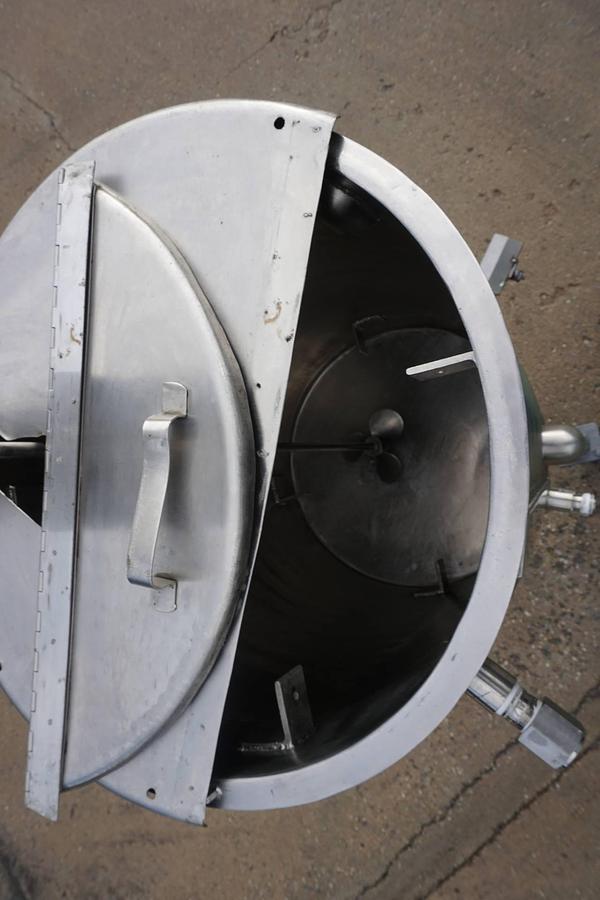 Used 55 Gallon Utensco SS Vertical Jacketed Mix Tank, Air Operated Mixer