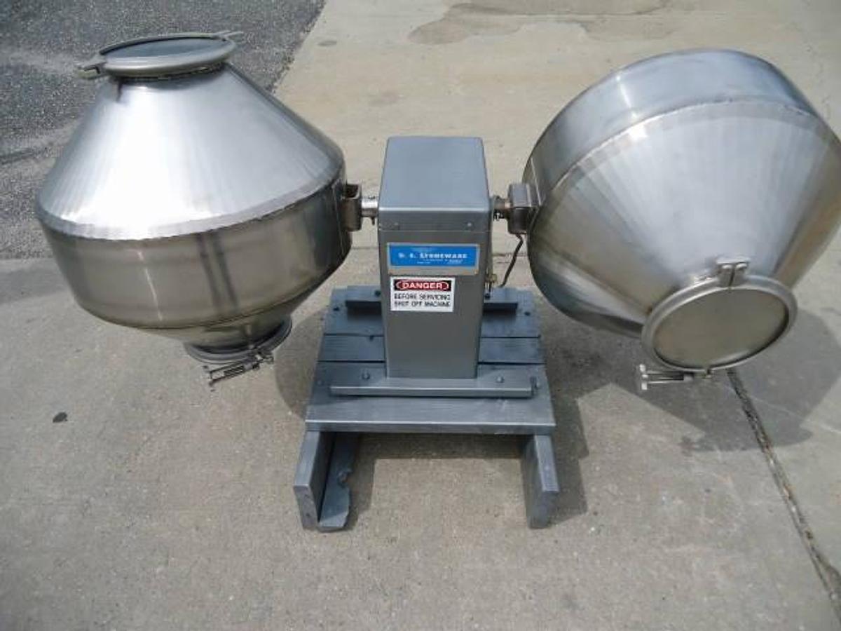 Used U.s. Stoneware Stainless Lab Double Cone Blending System, Tabletop