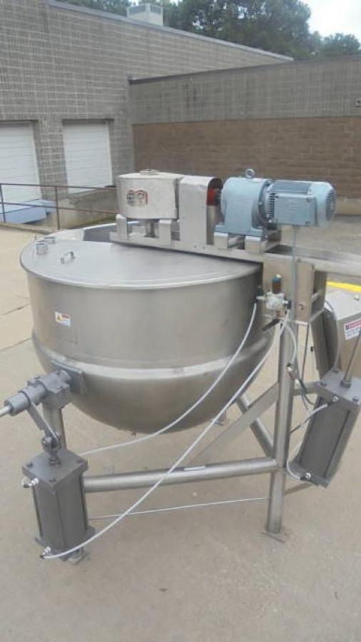 Used 300 Gallon Lee Stainless Jacketed Double Motion Tilt Kettle, Scraped Surface Agitation