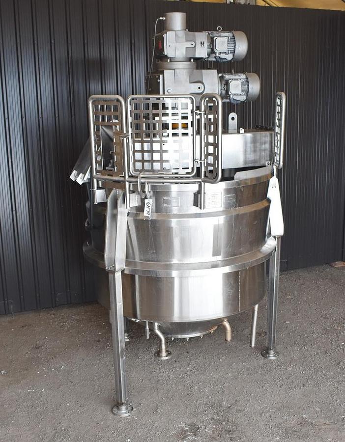Used 750 Gallon A & B Process Stainless Double Motion Mix Kettle, 150 PSI Jacket