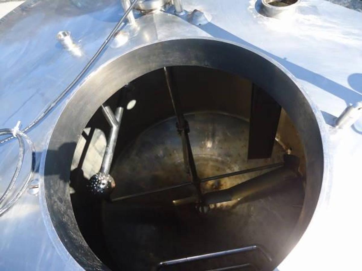 Used 800 Gallon Stainless Steel Jacketed Closed Agitated Tank, Cone Bottom