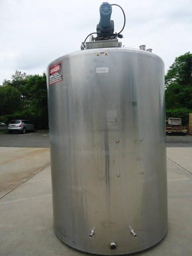 Used 1,500 Gallon Dci 316 Stainless Steel Dimple Jacketed Mix Tank, 140 Psi Jacket