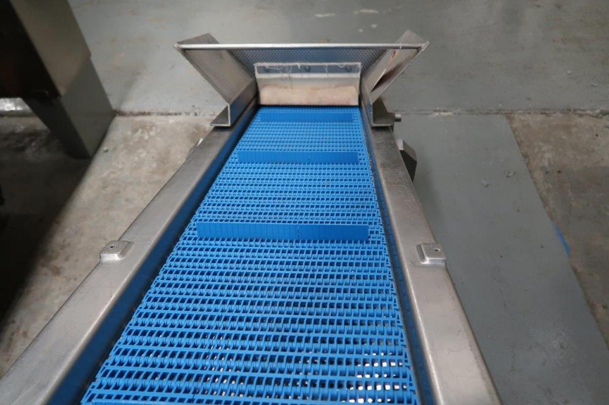 Used 12 In. Wide Stainless Inclined Cleated Belt Conveyor, Portable