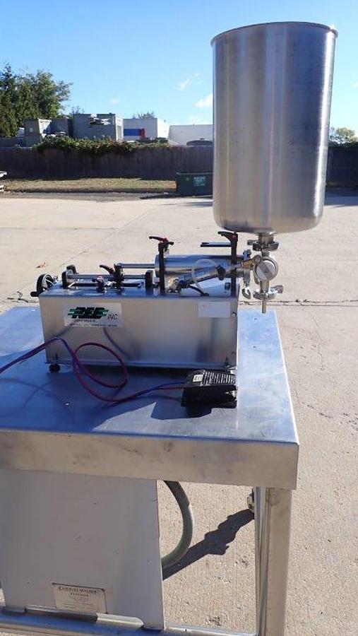 Used REB Tabletop Single Piston Filler, Air Operated