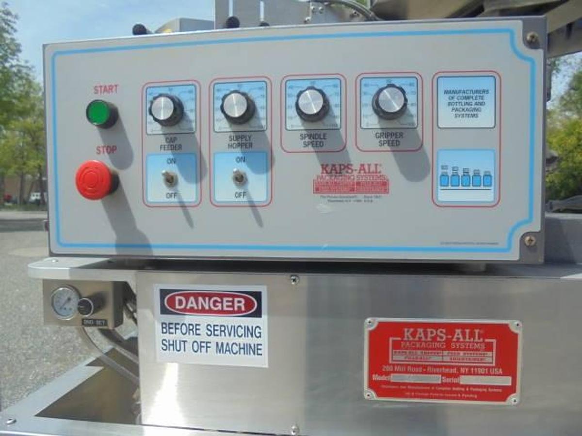 Used Kaps All E4 Four Spindle Automatic Screw Capper, 80 Per Minute
