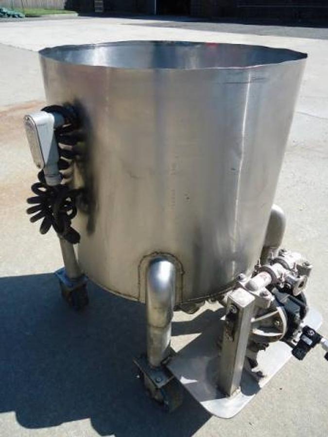 Used 35 Gallon Stainless Cone Bottom Tank With Aro Pump