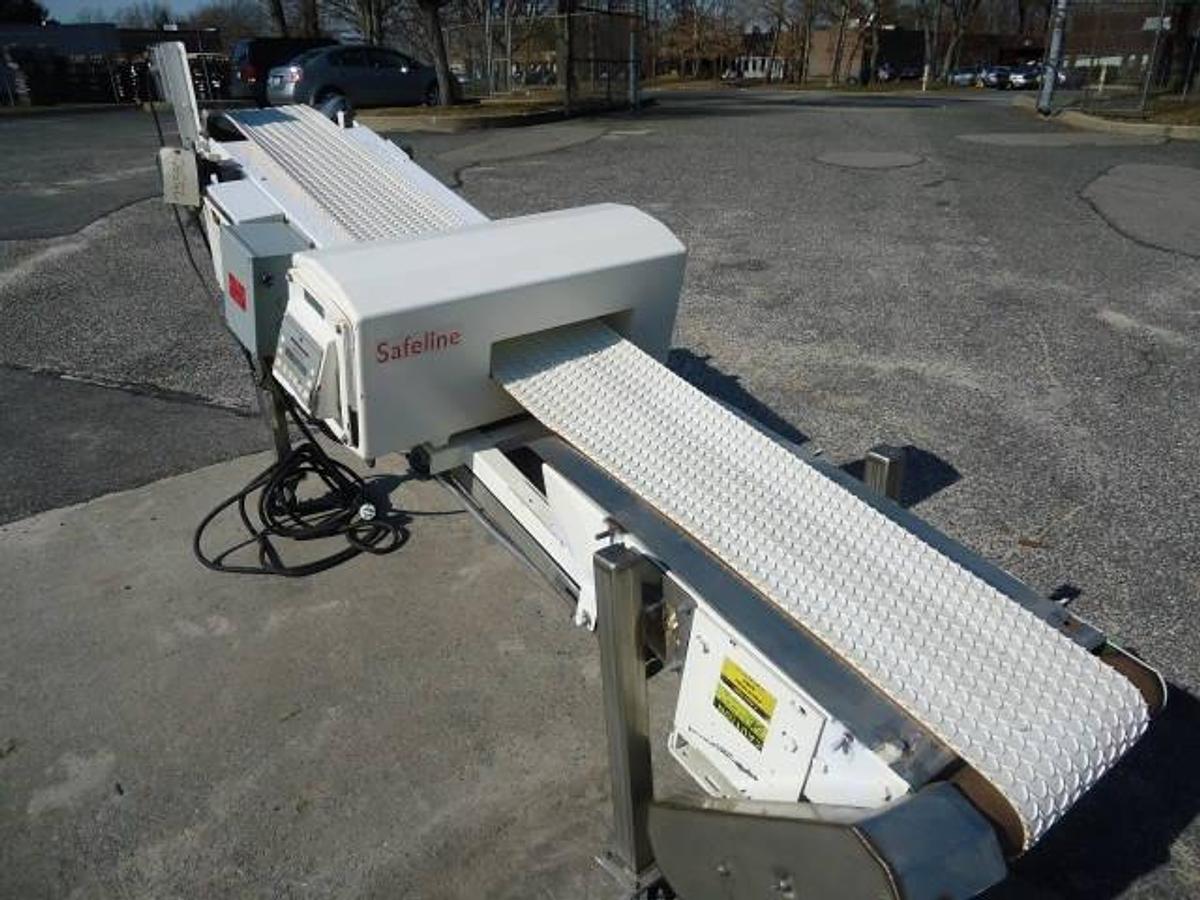 Used Safeline 14 In. Wide X 3-1/2 In. High Inclined Metal Detector, Conveyorized