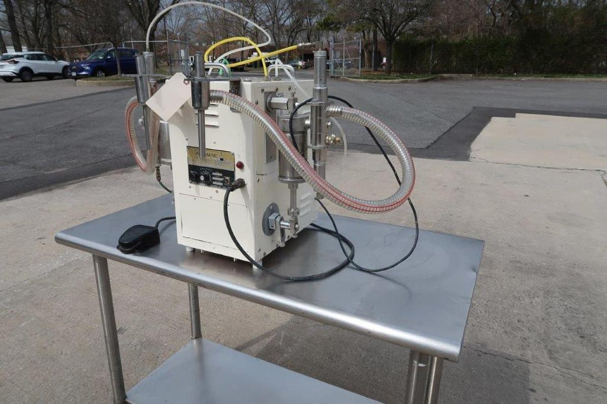 Used Filamatic DAB-8 Tabletop Two Head Piston Filler, 260cc