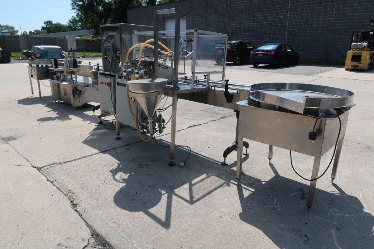 Used Balpack/Aesus SS Dual Head Gear Style Pump Filling and Capping Line, Mfd. 2016
