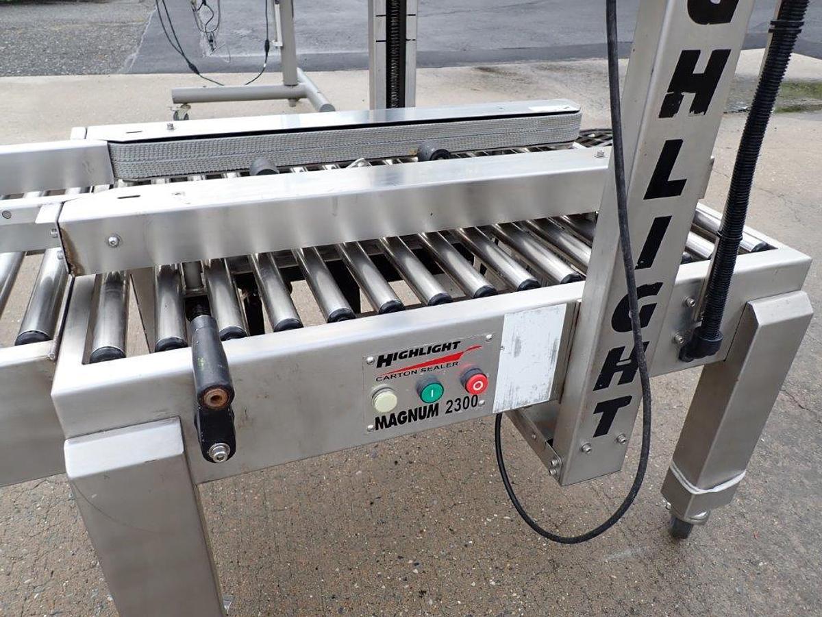 Used Highlight Industries “Magnum 2300-SDU” Stainless Steel Top and Bottom Case Taper