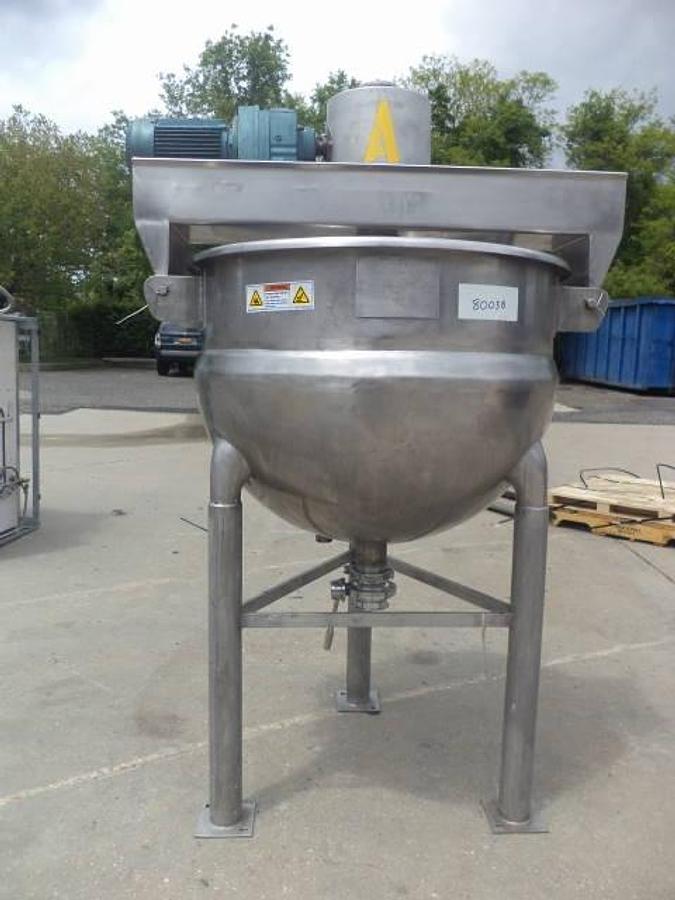 Used 60 gallon Hamilton 316 SS double motion kettle, 90 PSI