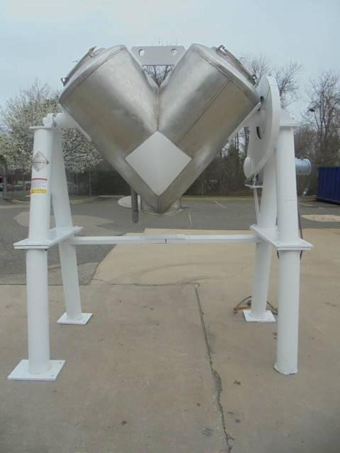 Used 20 CU.FT. Patterson Kelley Stainless Steel “V”” Tumbling Blender, 70 LB./CF, Liquid Spray Bar
