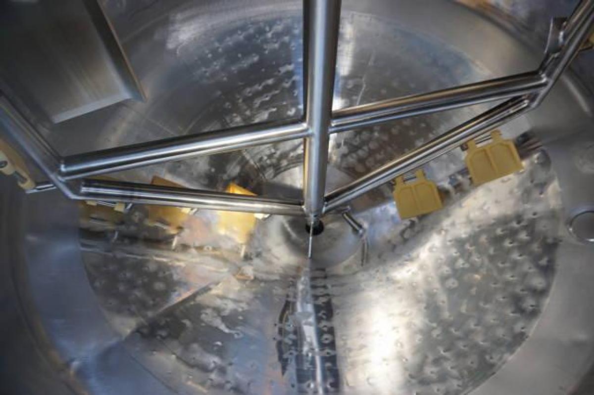 Used 500 Gallon St. Regis/CP Stainless Jacketed Scraped Surface Kettle, Cone Bottom