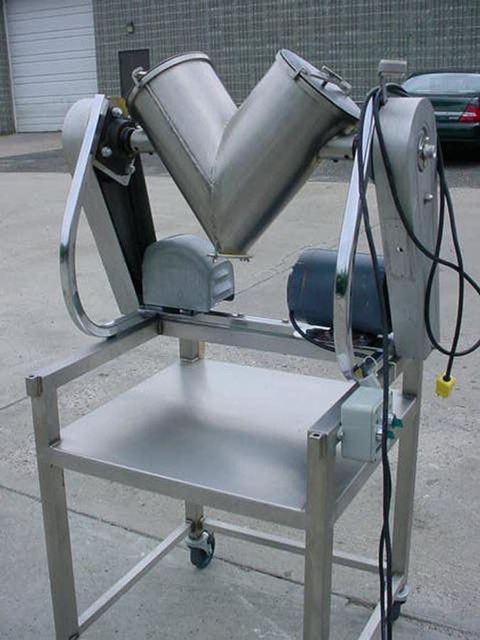 Used 8 Qt. Patterson Kelley Stainless Steel Twin Shell “V” Lab Mixer, Liquid Addition