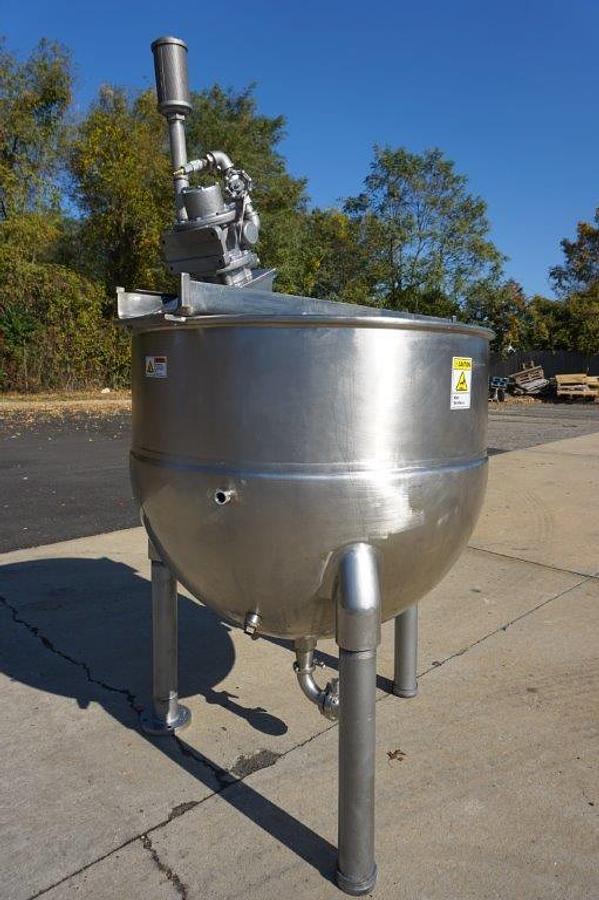 Used 150 Gallon Groen Stainless Hemispherical Kettle, 100 PSI Jacket