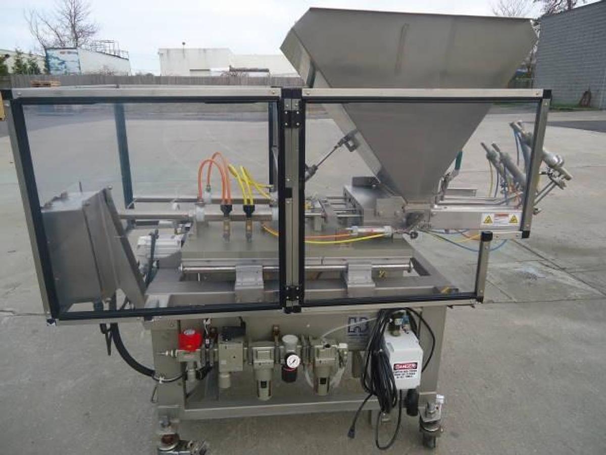 Used Hinds Bock 4p-04 Four Head Filler/Depositer, Stainless Steel