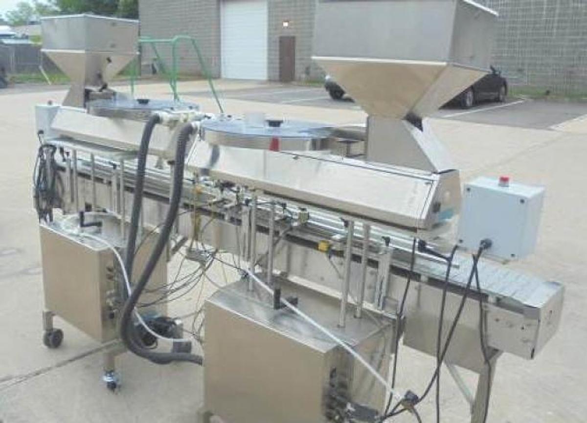 Used Pharmafill/Deitz Dual Head Tablet-Capsule Counter with Motorized Conveyor