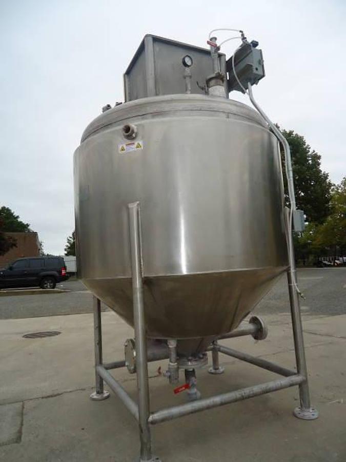 Used 500 Gallon Stainless Steel Scraper Agitated Vacuum Kettle, 100 psi jacket, CE rated