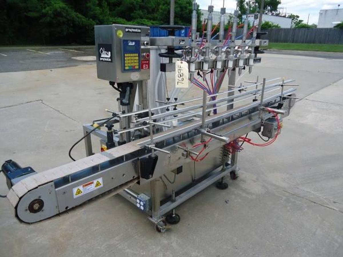 Used Oden Pro/Matic Six Head Automatic Filler, Stainless Steel