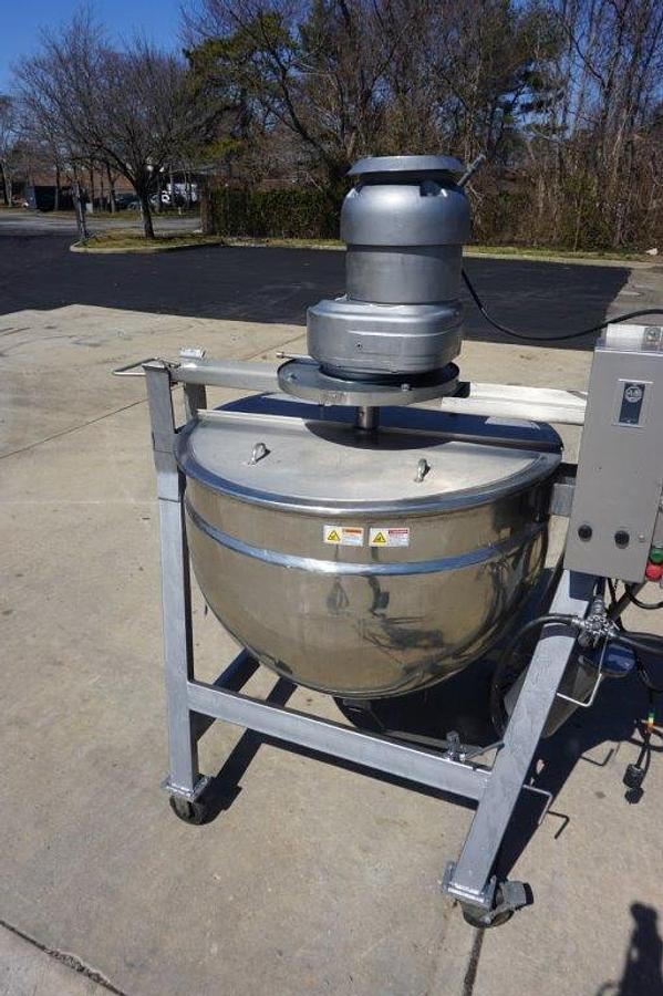 Used 200 Gallon Lee SS Jacketed Scraper Agitated Kettle, Tilt-Out Agitator