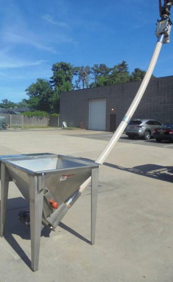 Used Flexicon 4 In. Diameter Flexible Screw Conveyor With Hopper Prebreaker