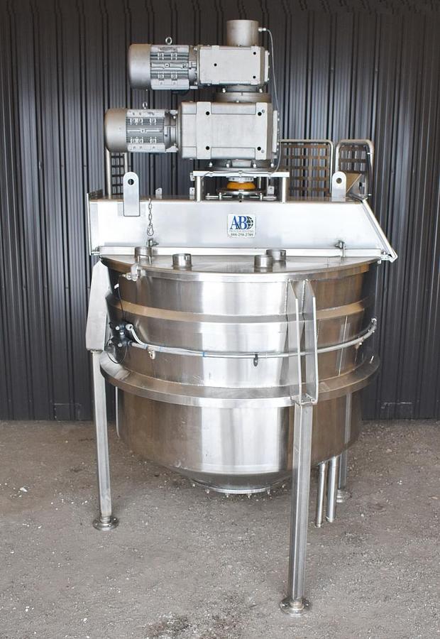 Used 750 Gallon A & B Process Stainless Double Motion Mix Kettle, 150 PSI Jacket