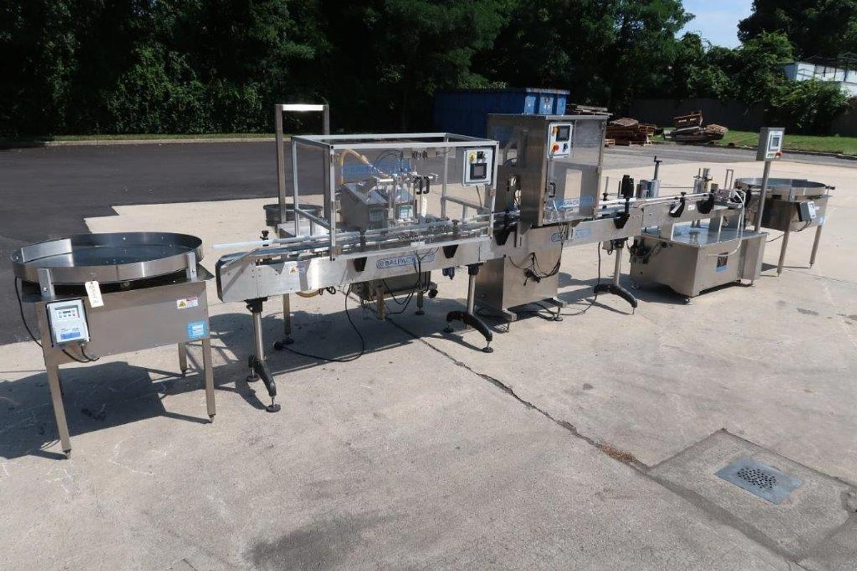 Used Balpack/Aesus SS Dual Head Gear Style Pump Filling and Capping Line, Mfd. 2016