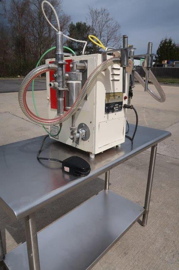 Used Filamatic DAB-8 Tabletop Two Head Piston Filler, 260cc