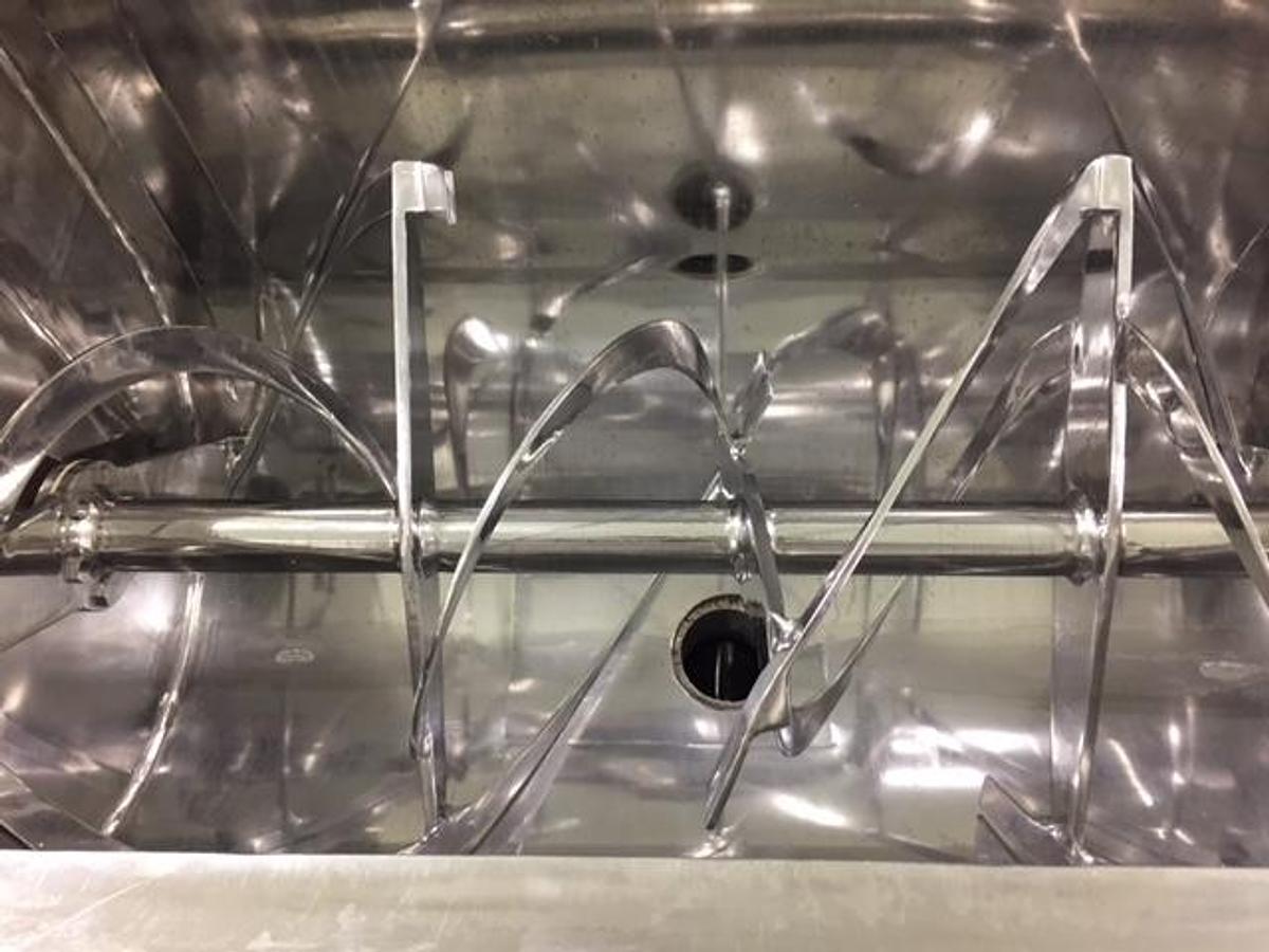 Used 15 Cu.Ft. Aaron Stainless Steel Ribbon Blender, Center Bottom Discharge