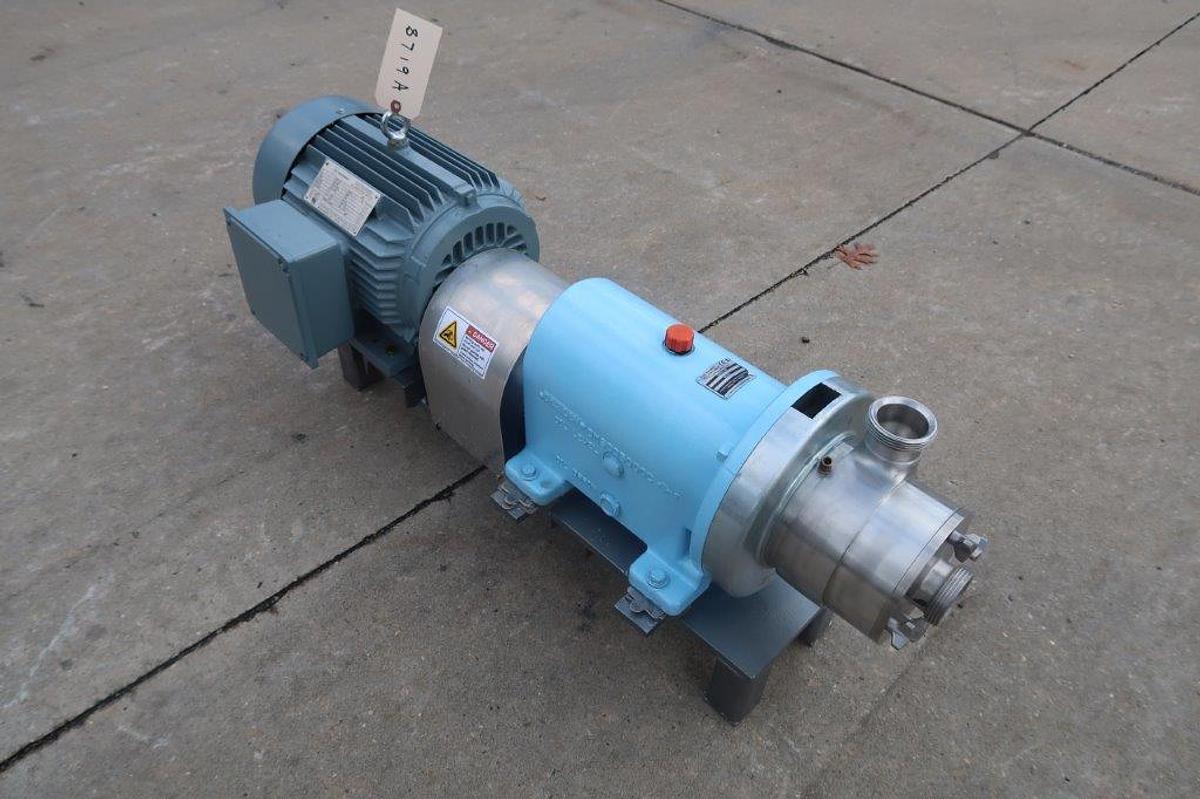 Used Waukesha SP4 Stainless Steel Inline Shear Pump, 10 HP